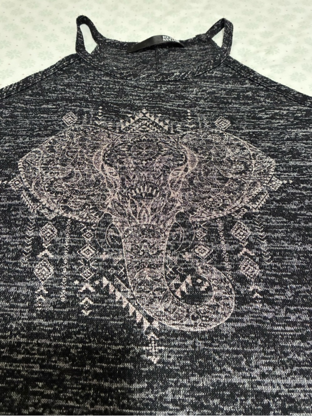 Rebel Sugar Black Marble Elephant Halter Tank Top - Picture 3 of 6